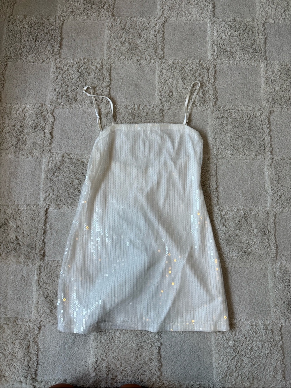 White Sequin Slip Dress